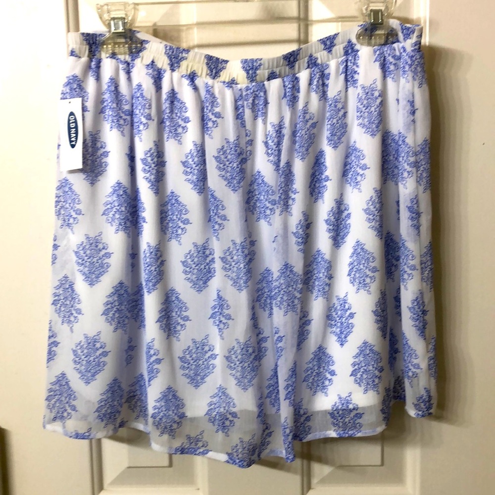 Blue and white a line mini skirt